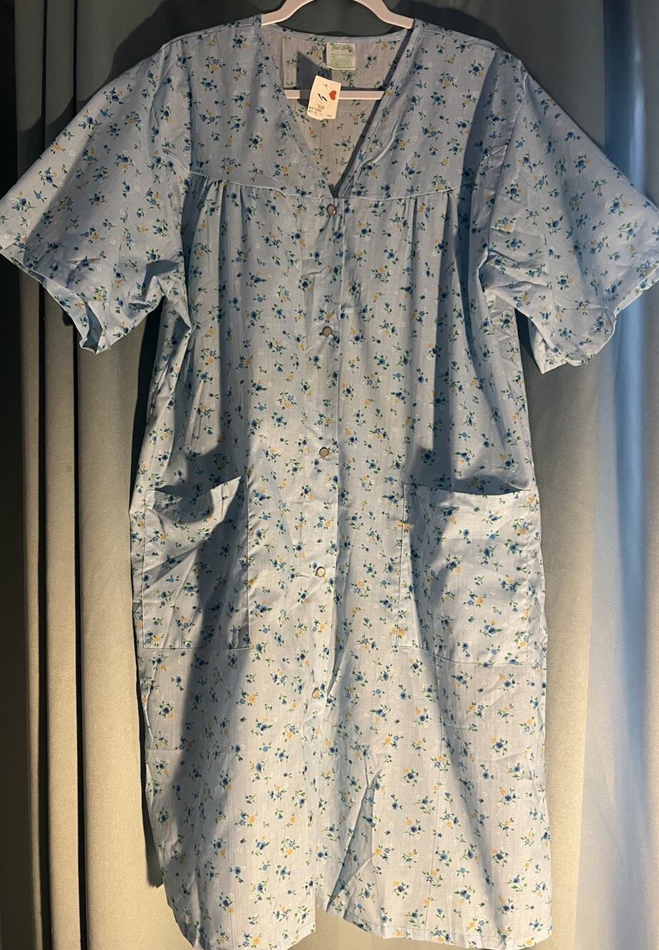 Casual Nights Snap Front House Dress Short Sleeve Floral Duster Robe XXL NWT